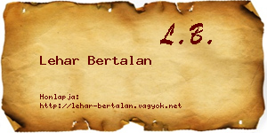 Lehar Bertalan névjegykártya